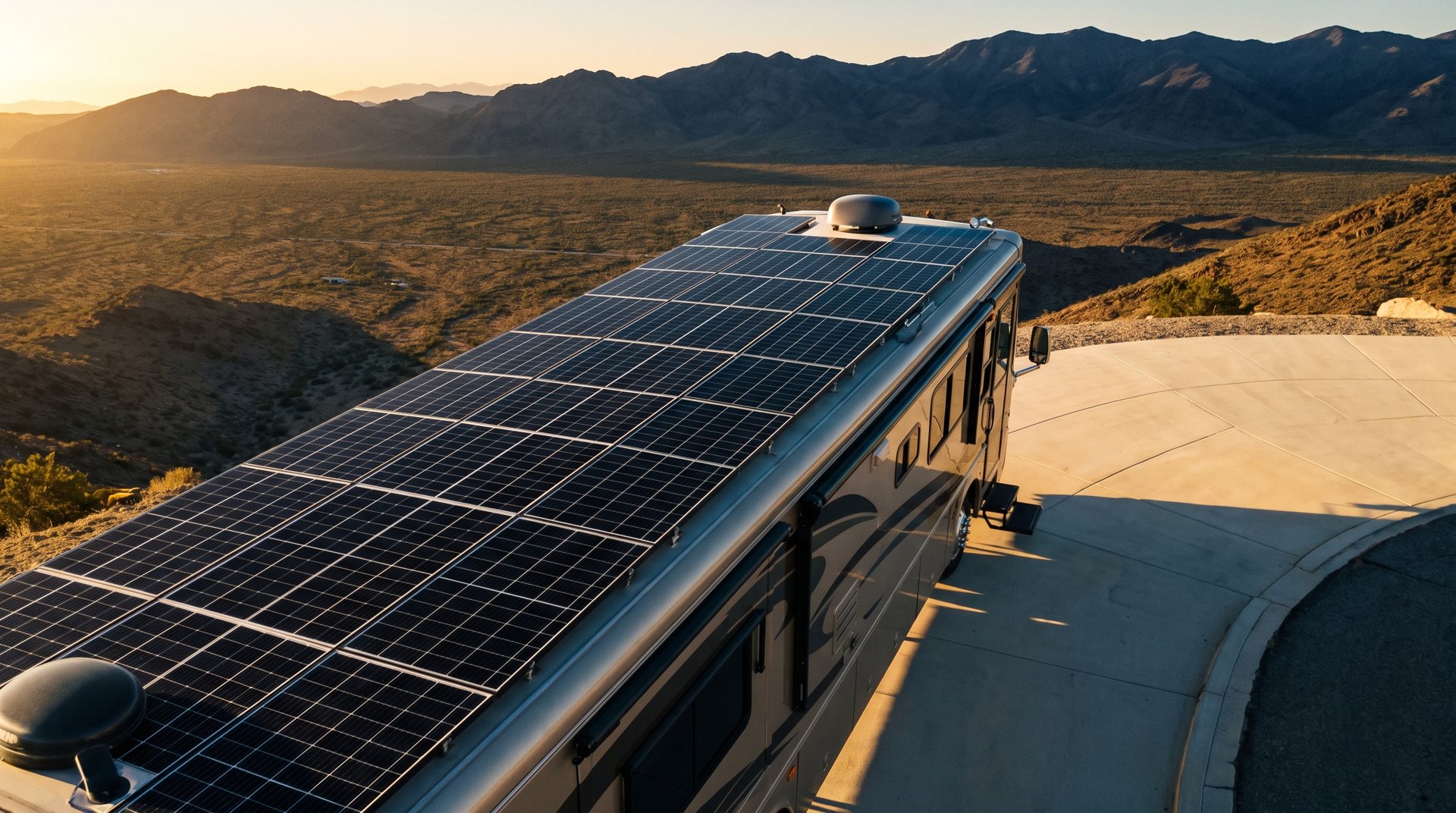 Class A coach with full-length rooftop solar array